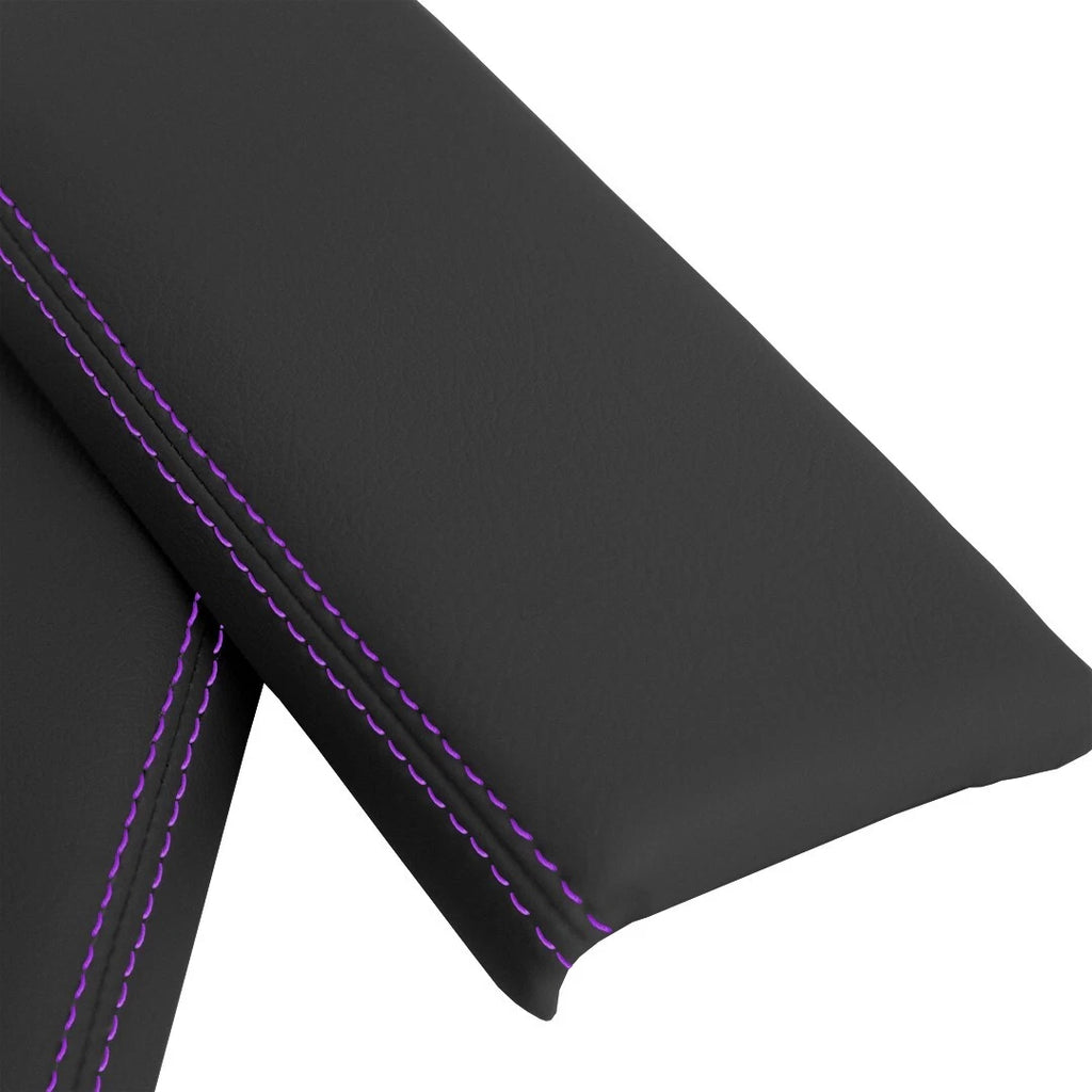 Leather Console Armrest Cover for Mazda CX-9 (2010–2015) Purple Stitch