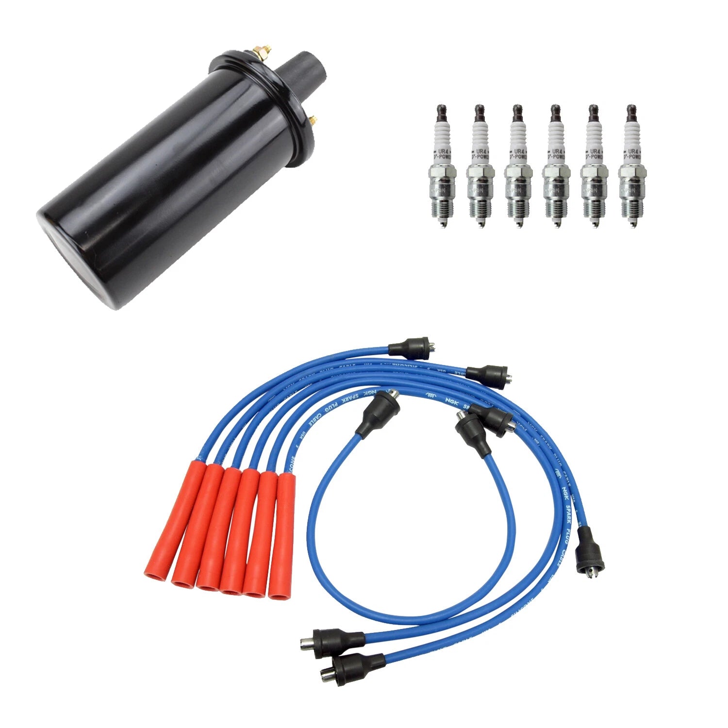NGK Ignition Coil Wires & 6 Nickel Spark Plugs Kit for Biscayne Cutlass F85 (1964–1972)