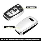 Key Fob Cover for Audi A1 A3 Q3 Q7 (745065578049) Silver Tone