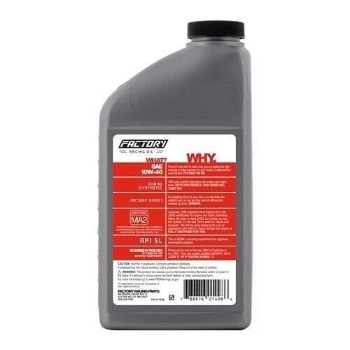 2X 10W40 Oil Change Kit for Kawasaki BN125, KFX450R (Factory Racing Parts)