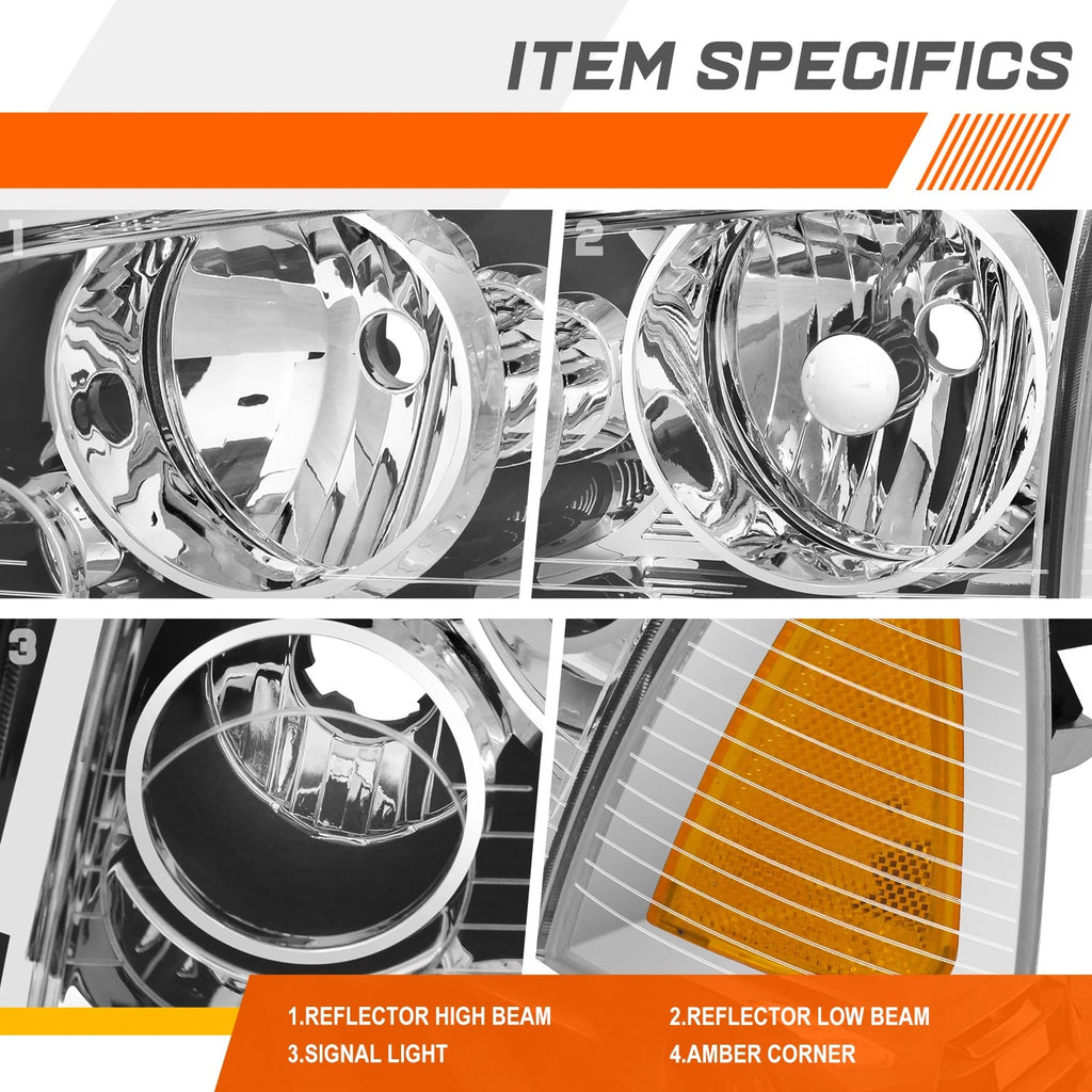 Headlight Lamps for Dodge Charger (2006–2010) Chrome Housing Clear Lens