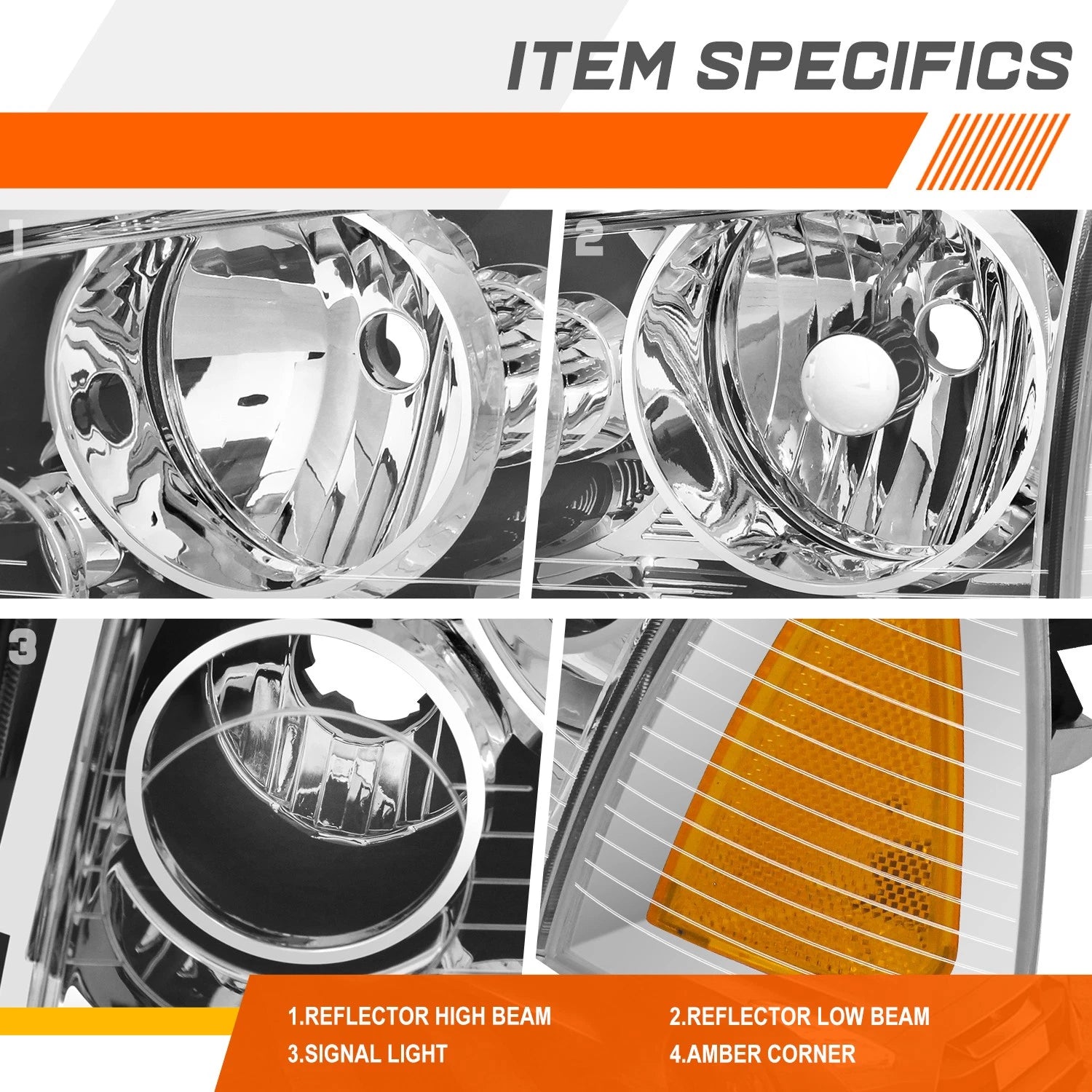 Headlight Lamps for Dodge Charger (2006–2010) Chrome Housing Clear Lens