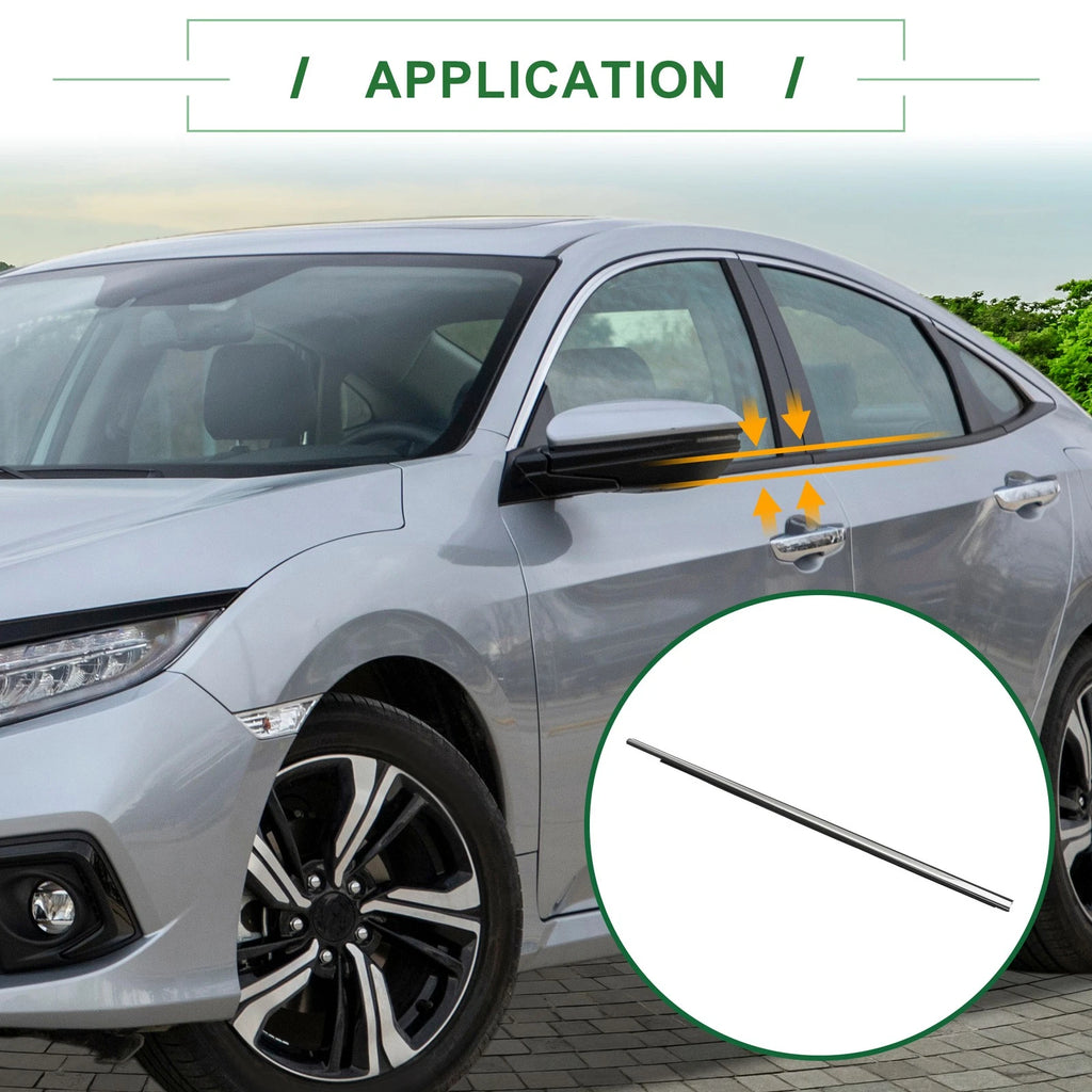 Set of 4 Weatherstrip Window Seal for Honda Civic (2017–2020) Black Silver