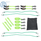 Set of 4 1" x 15' Tie Downs 2200lbs Ratchet Straps with S Hook Green