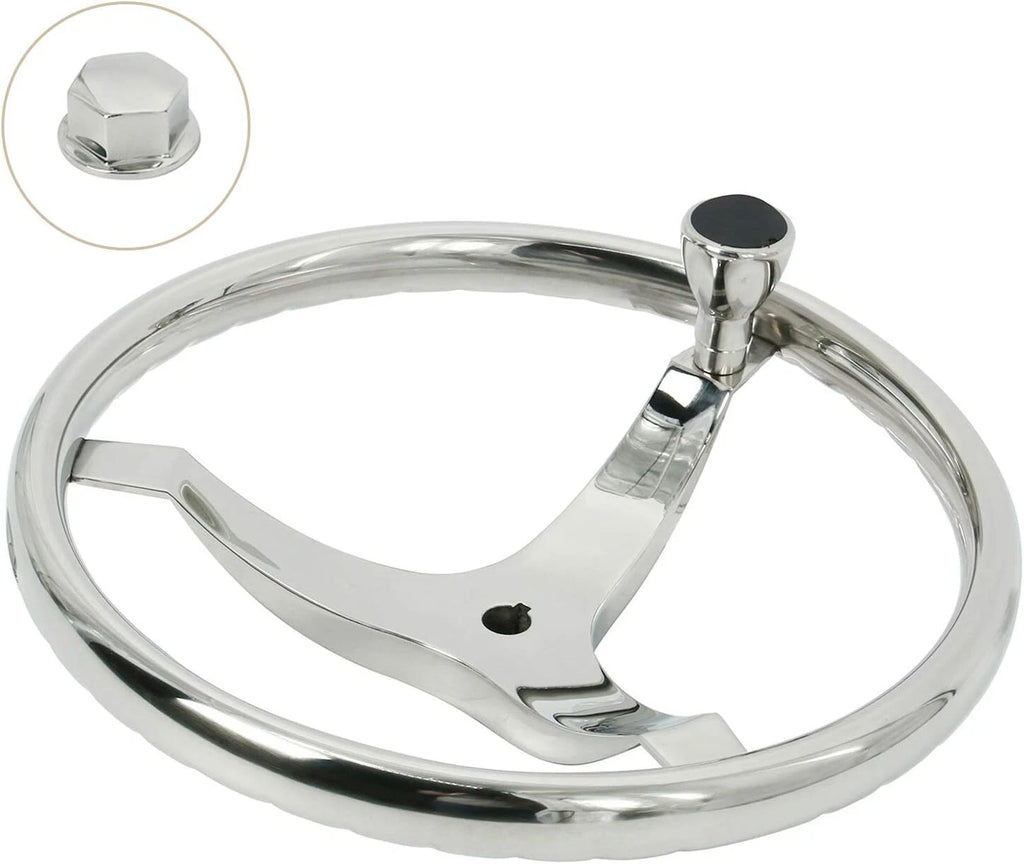 3 Spoke Stainless Steel Steering Wheel for Boat (13.5" Dia)