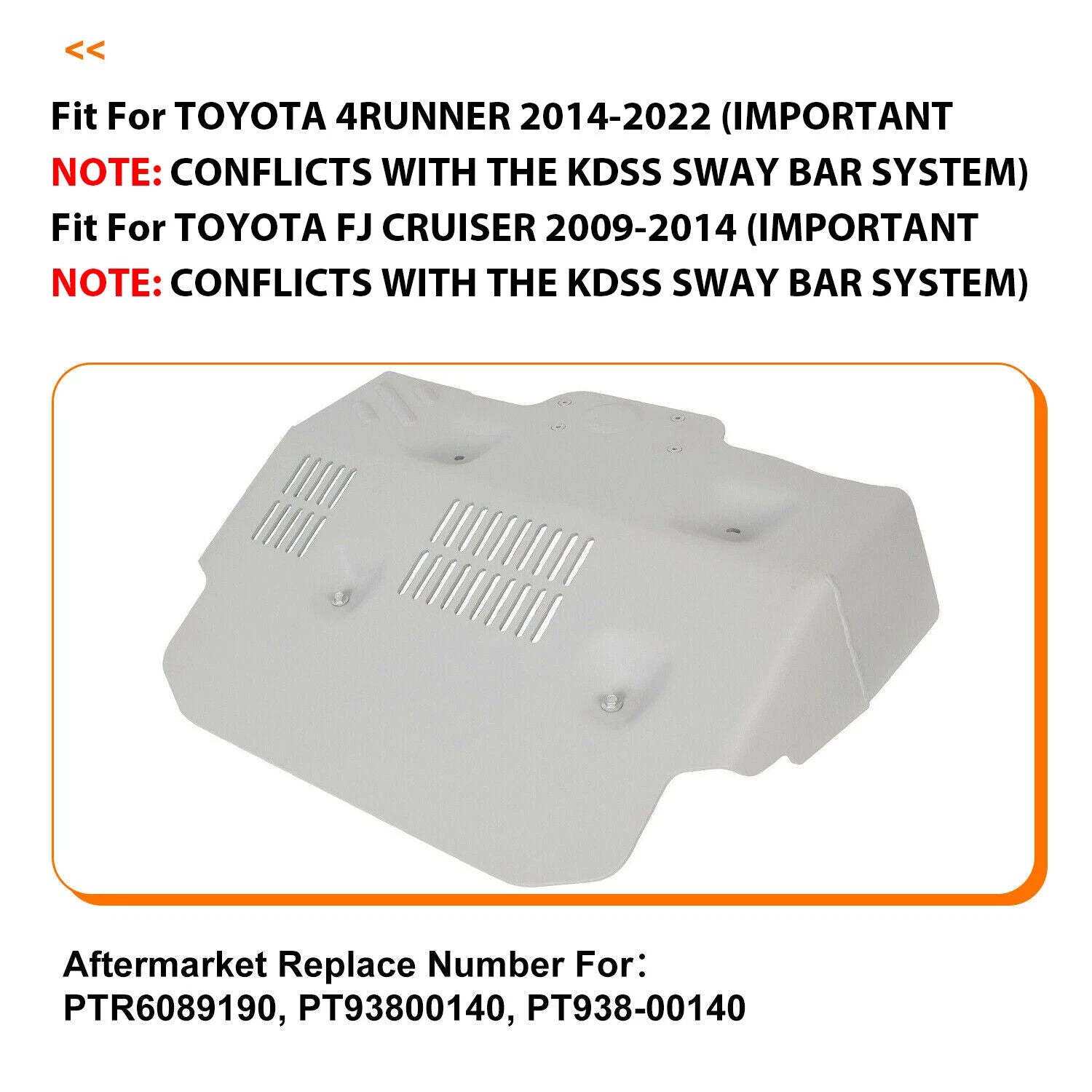 Aluminum Front Skid Plate for Toyota 4Runner (2014–2022), FJ Cruiser (2009–2014)
