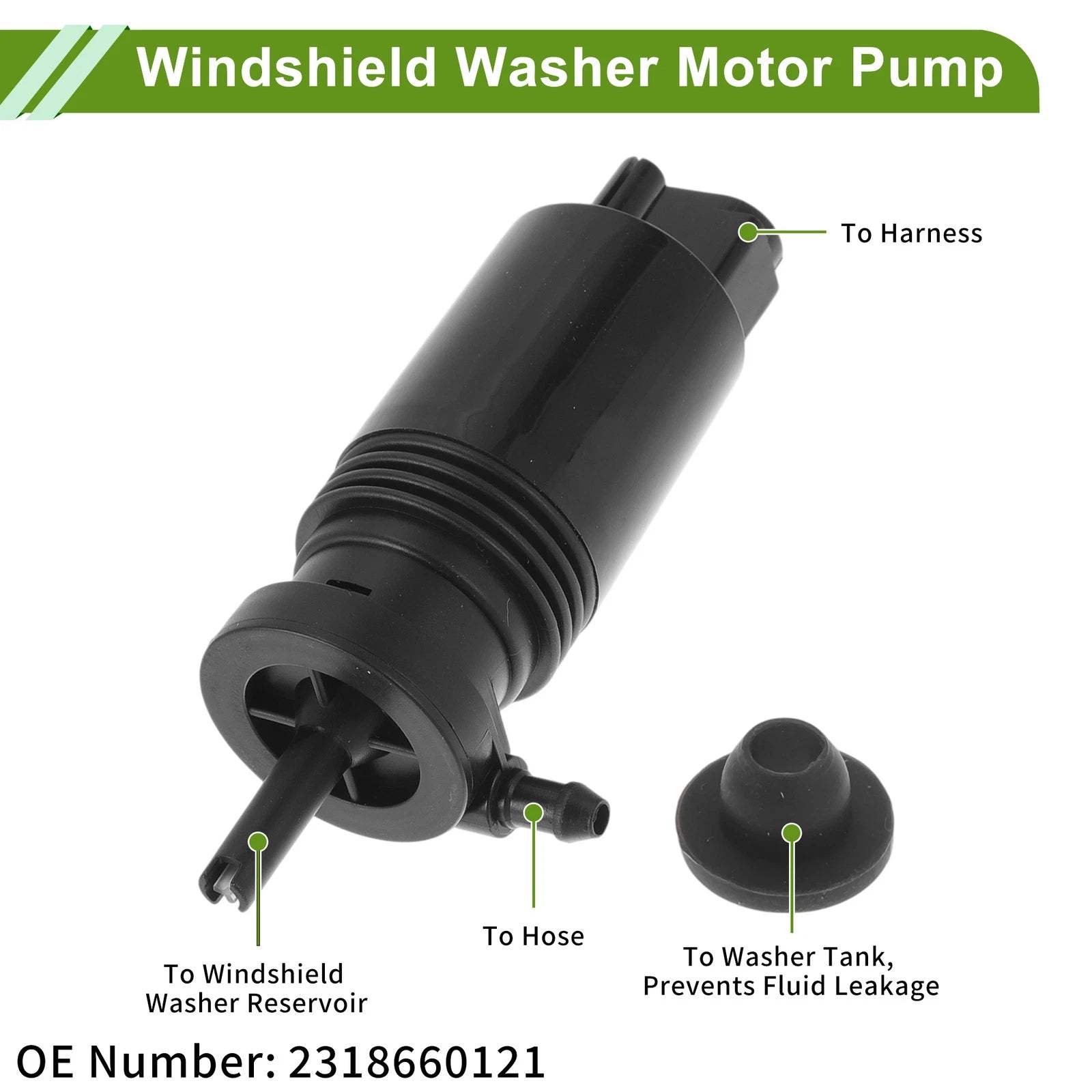 Windshield Washer Pump w/Grommet for Acura MDX (No. 2318660121)