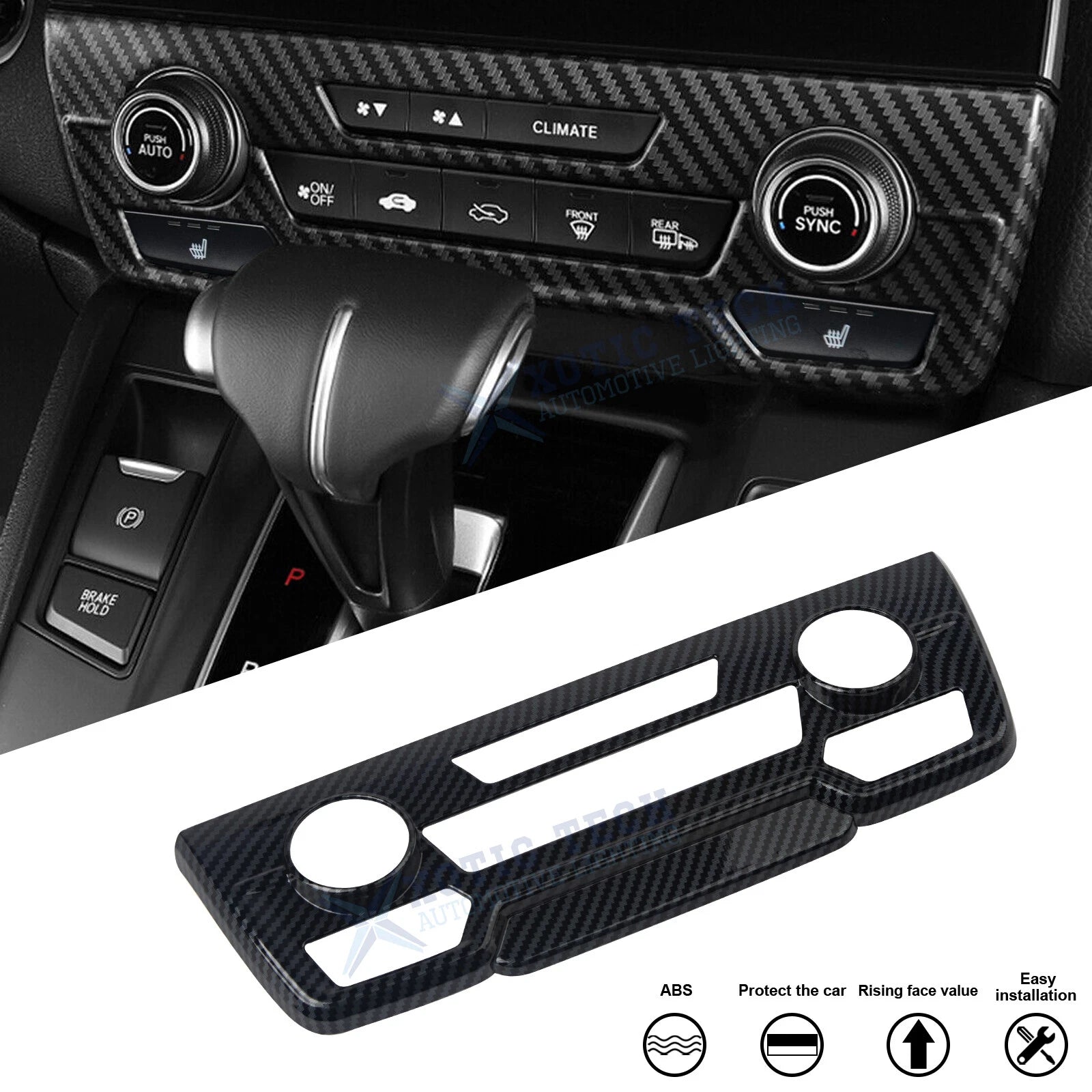 Carbon Fiber Look Console AC Climate Control Panel Cover for Honda CR-V (2017–2022)