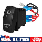 Lighted Whip Rocker Switch 20A/12V 5 Pins Blue LED for UTV ATV Truck Boat