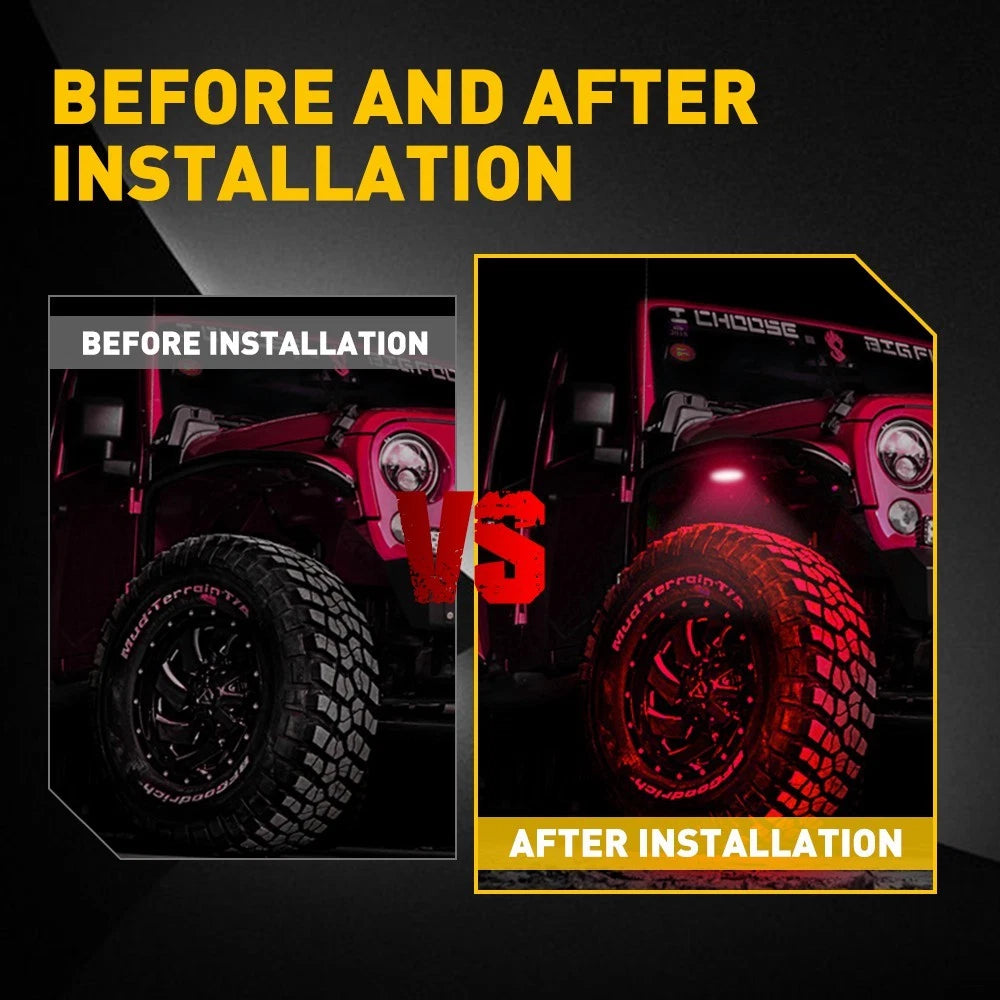 Set of 4 Red LED Rock Lights for ATV UTV SUV Truck
