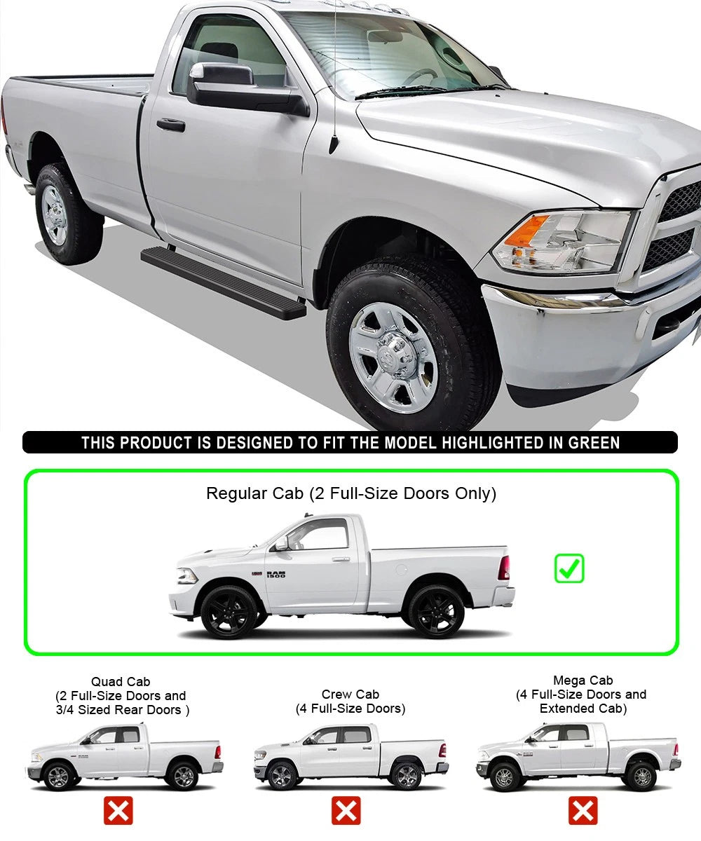Set of 2 Running Boards for Dodge Ram 1500 2500 3500 (2009-2018)