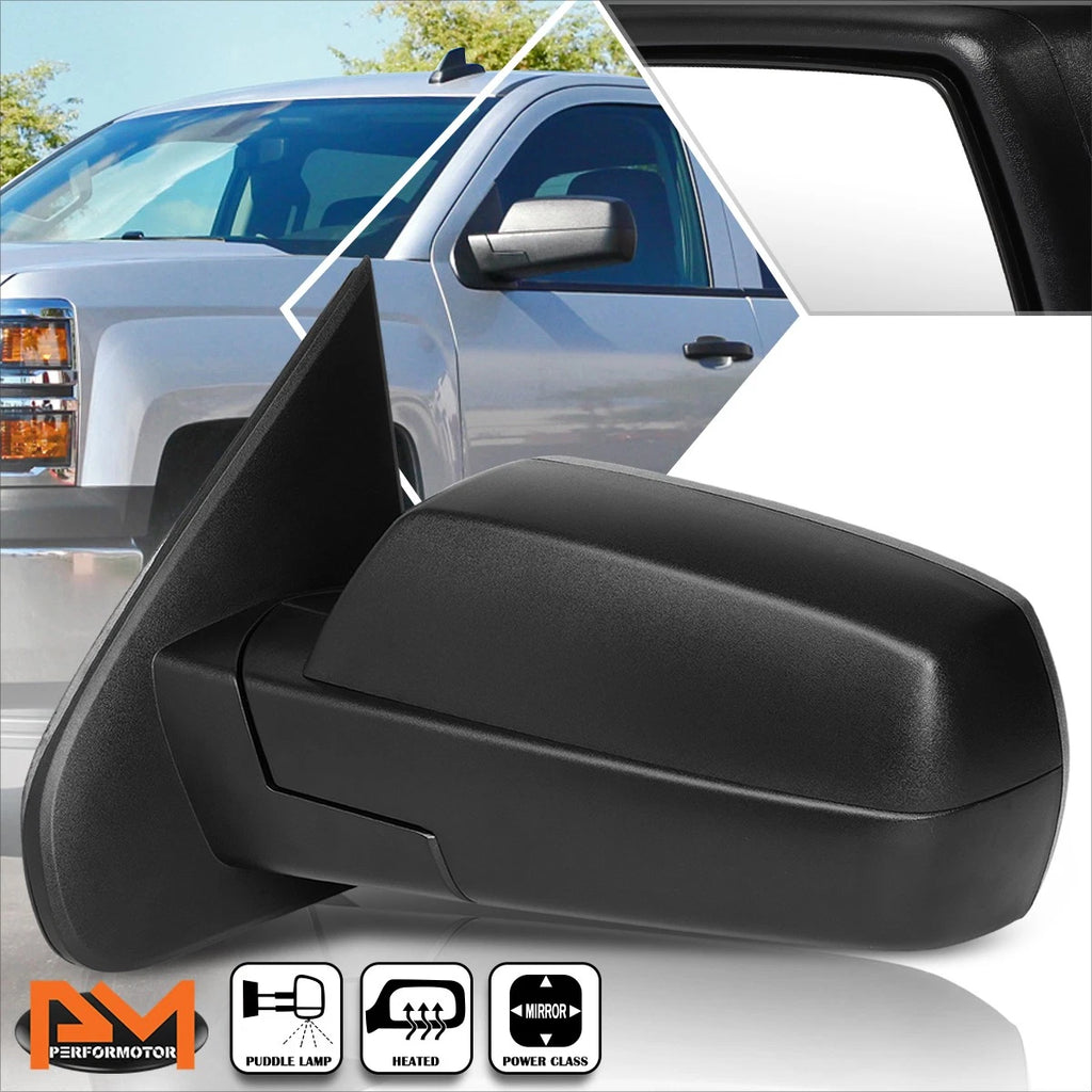 Left Side View Mirror for Chevy Silverado/GMC Sierra (2014–2018) - Powered, Heated, Black