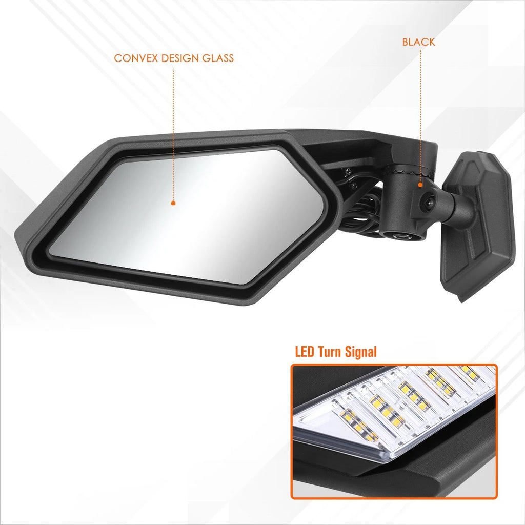 2Pcs Convex Rear View Side Mirrors w/ LED for Can-Am Maverick X3 (2017–2023)