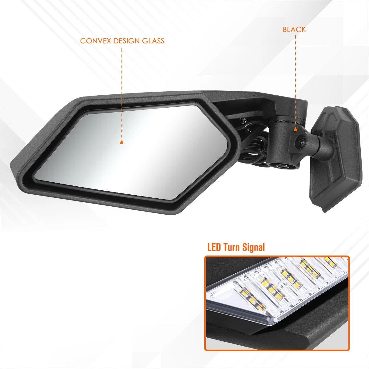 2Pcs Convex Rear View Side Mirrors w/ LED for Can-Am Maverick X3 (2017–2023)