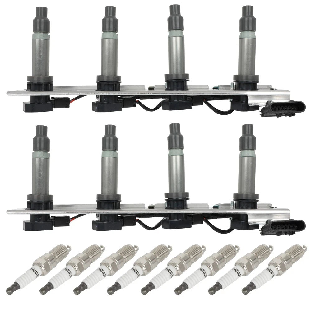 Set of 2 Ignition Coils & 8 Spark Plugs for Cadillac Deville (2004–2005)