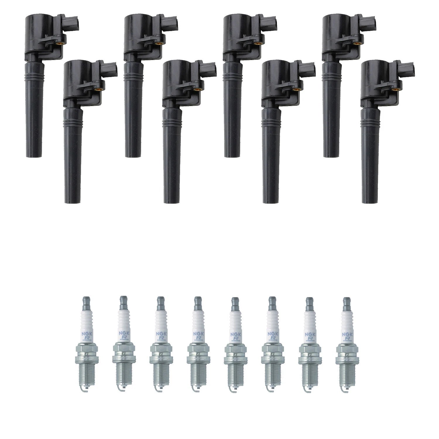 Set of 8 Ignition Coils & NGK Spark Plugs for Ford Thunderbird (2002–2005)