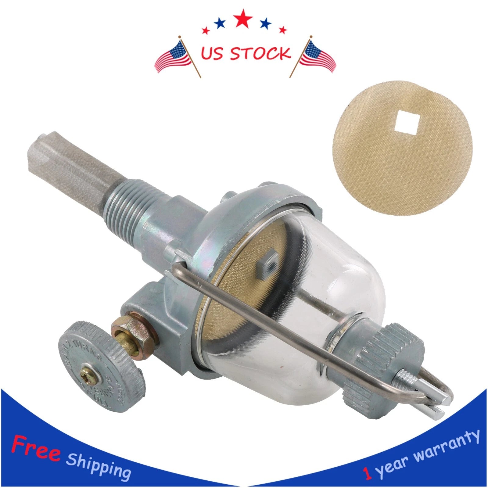 Gas Fuel Sediment Bowl with Shut Off for Ford NAA Jubilee 2N 8N 9N (1948–1954)