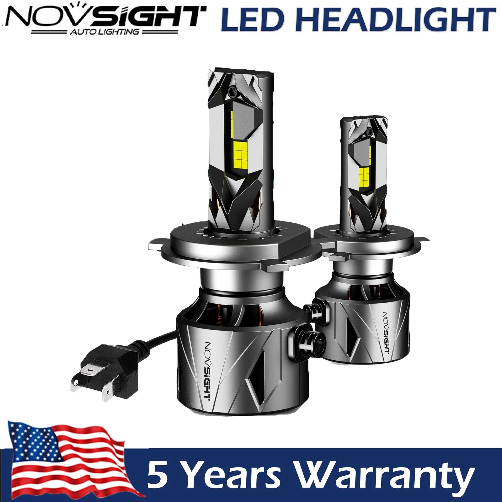 2X 9003 H4 LED Headlight Bulbs for Universal Fit (60000LM 6500K)