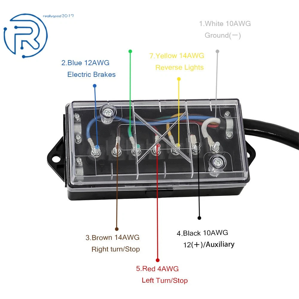 7 Way Trailer Cord Plug Wiring Harness Kit for Various Models (8/16FT)
