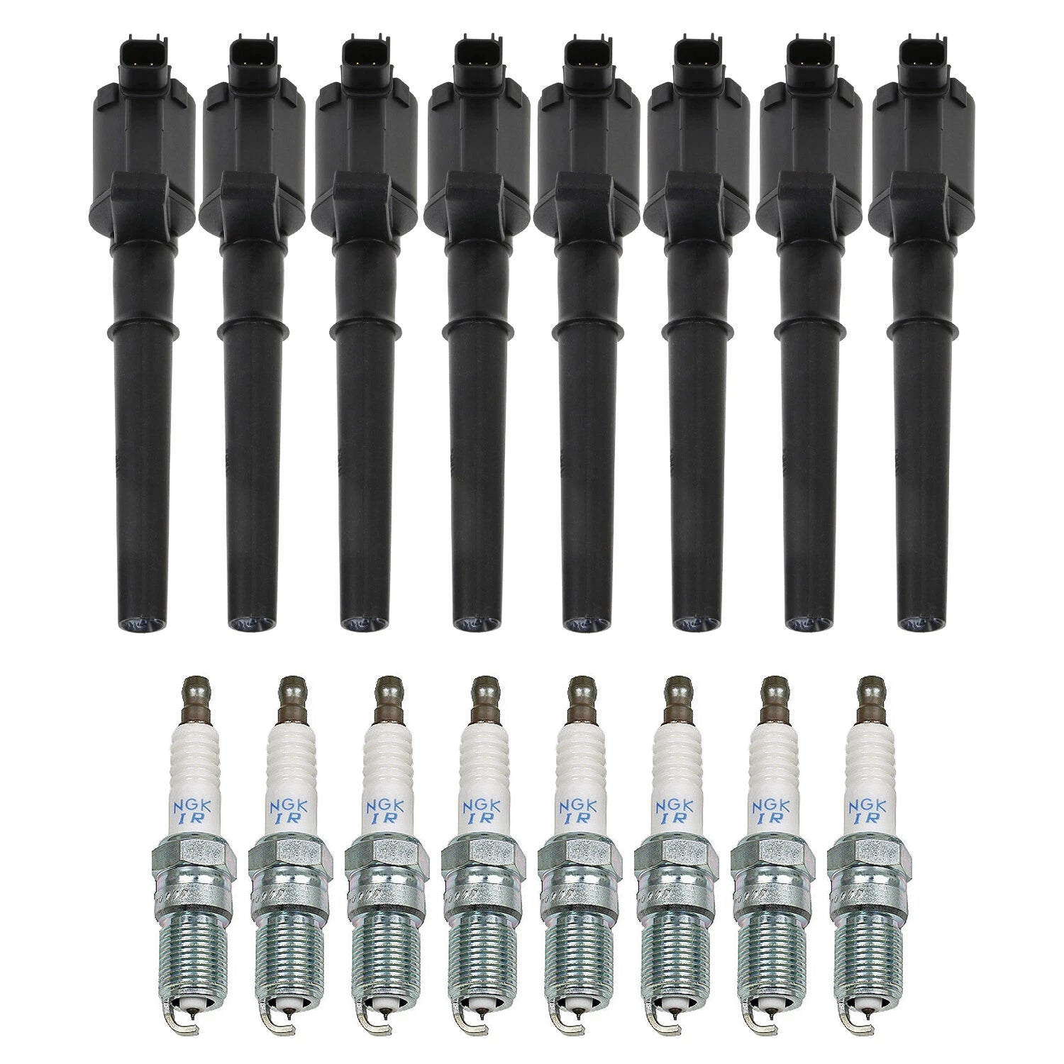 Set of 8 Ignition Coils & NGK Laser Iridium Spark Plugs for Mustang V8