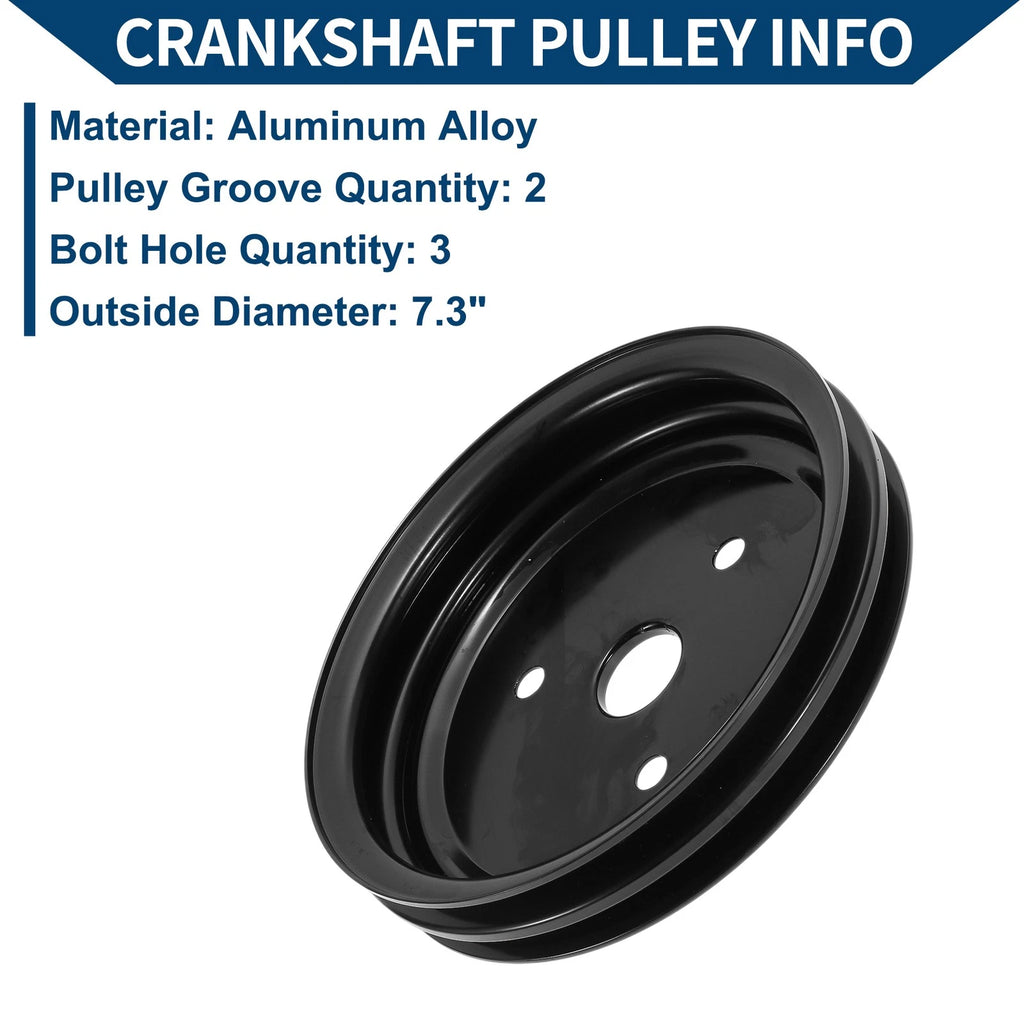 2X Double Groove Short Water Pump Crankshaft Pulley for Chevy SBC (1969–1986)