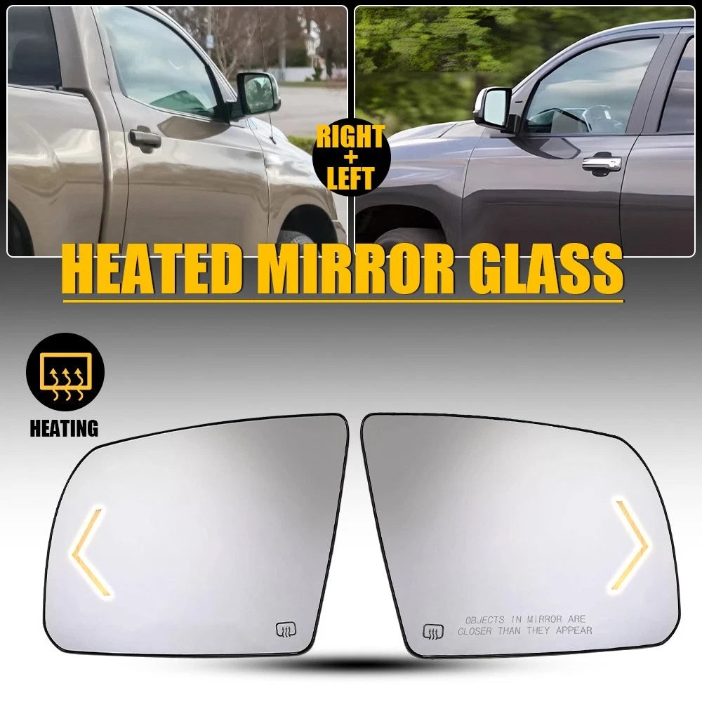 Heated Turn Signal Mirror Glass Pair for Toyota Tundra/Sequoia (2007–2020)
