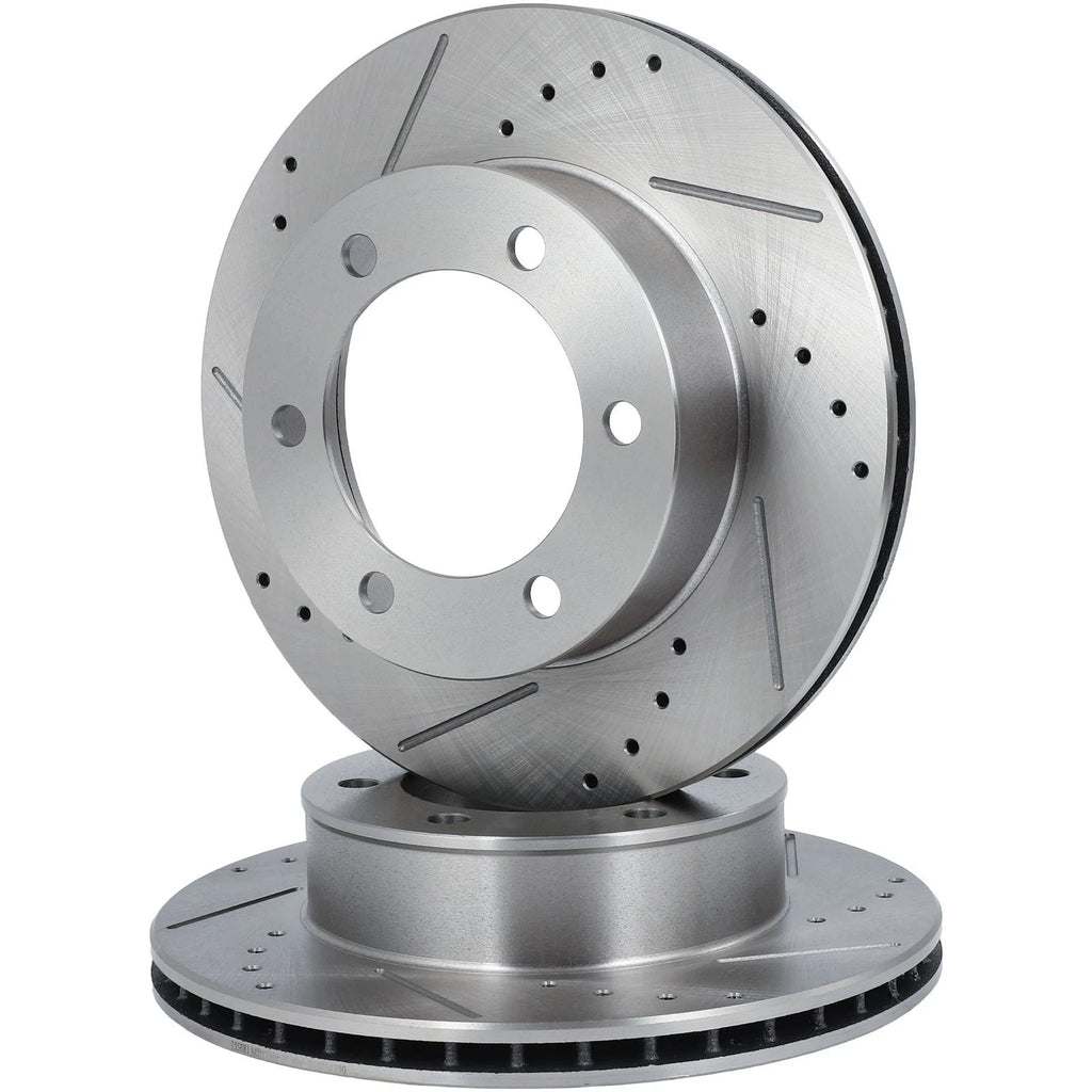 Set of 2 Front Brake Drilled & Slotted Rotors & Ceramic Pads for Toyota Tacoma (1999–2003)