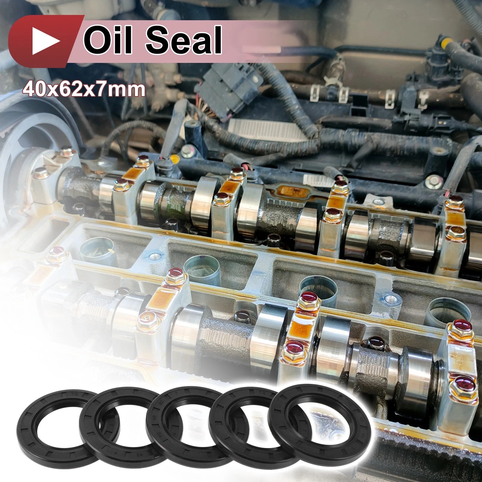 Set of 5 Rotary Shaft Oil Seals 40x62x7mm Nitrile Rubber for Various Models