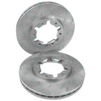 2 Front Disc Rotors Slotted + Drilled + 4x4 Brake Pads for Patrol GU Y61 1997~15