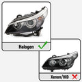 Headlight Halogen W/Bulbs Left for BMW 5-Series E60 E61 (2004–2010)