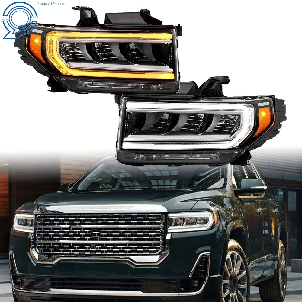 Set of 2 Headlamps for GMC Acadia SL/SLE (2020–2023) LED Chrome