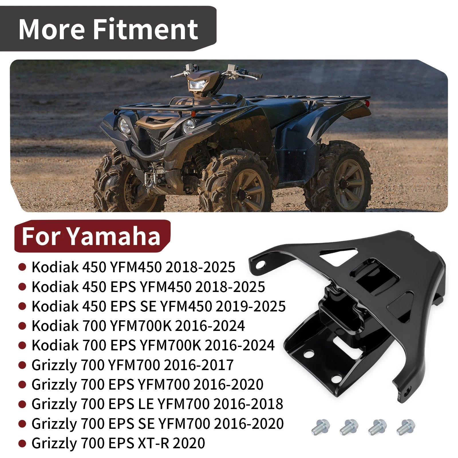 Rear 2" Receiver Hitch B16-F85H0-V0-00 for Yamaha Grizzly Kodiak 700 (2016–2023)