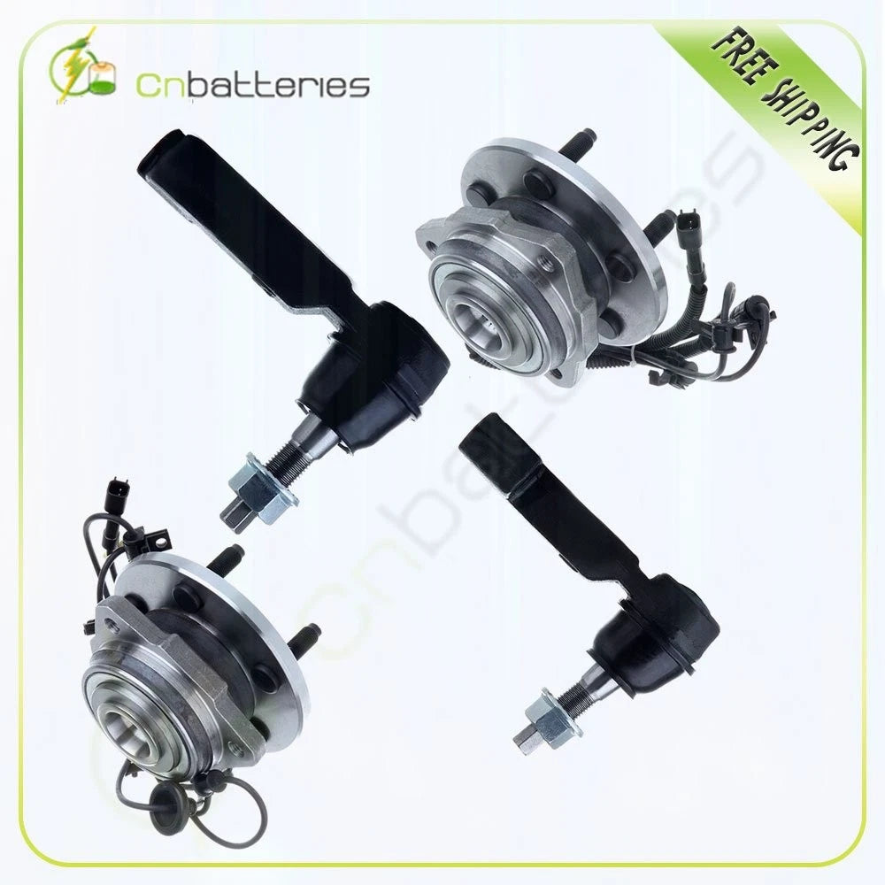 Front Set of 4 Hub Bearings & Outer Tie Rod Ends for Jeep Liberty (2002–2005)