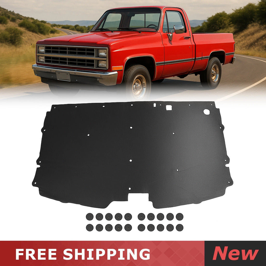 Hood Insulation Pad for Chevrolet GMC Pickup Truck (1988–1998) w/ Clips Black