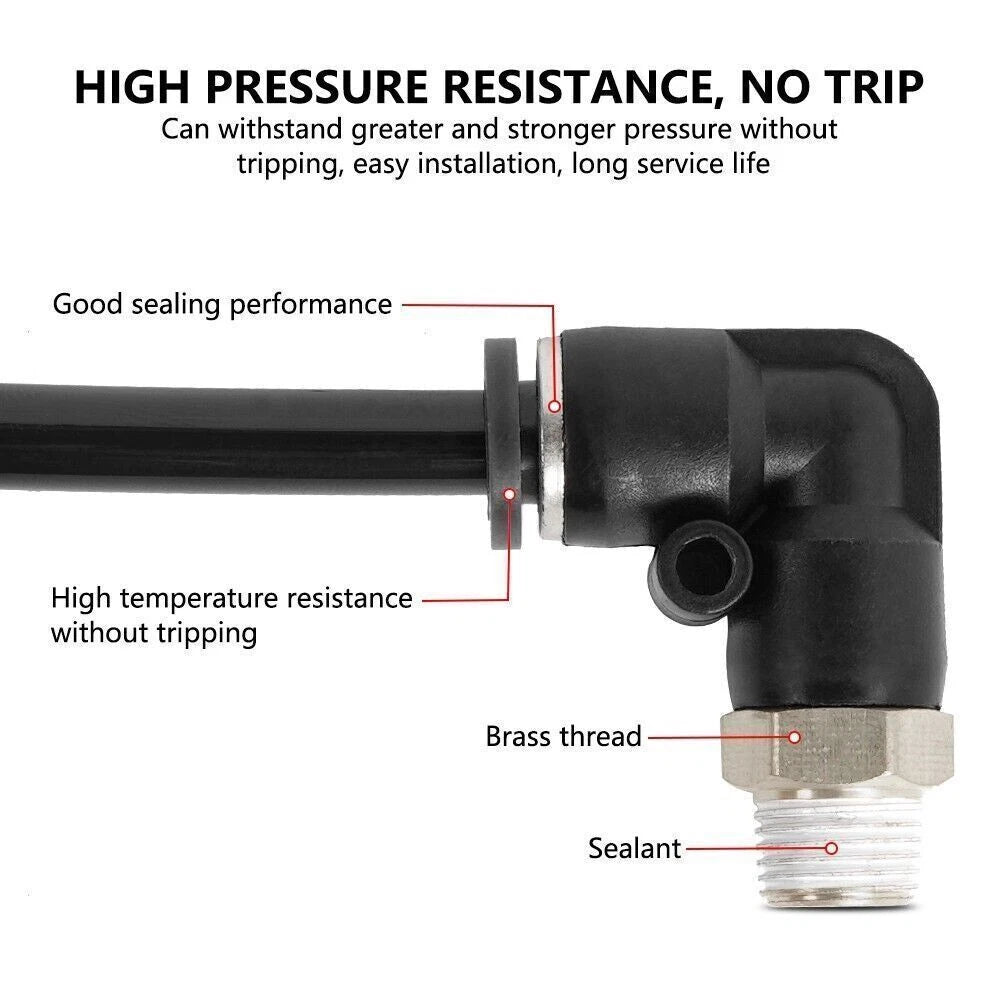 Set of 10 Air Hose Push to Connect Fittings for Automotive Applications