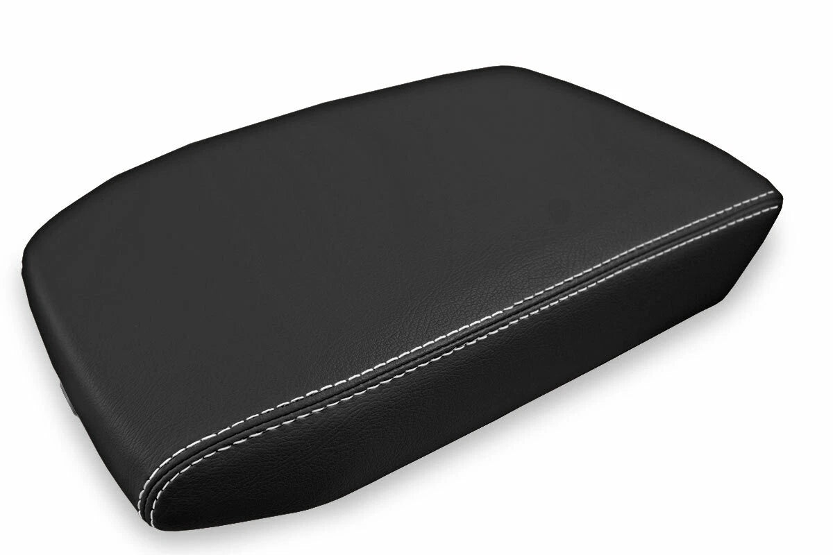 Leather Console Lid Armrest Cover for Volkswagen Atlas (2018–2021) White Stitch