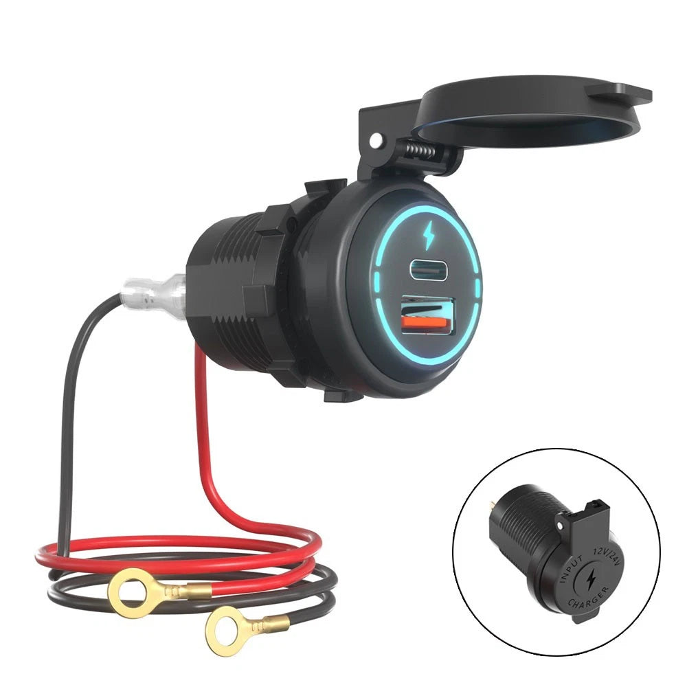Dual USB QC3.0 PD Type-C Car Charger Adapter for Universal Vehicles