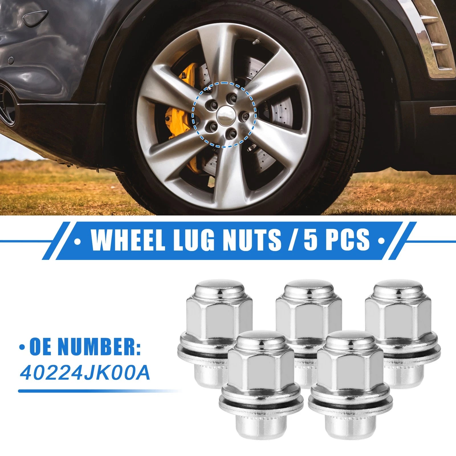 5 Pcs Wheel Lug Nuts M12x1.25 for Infiniti EX35 G25 (2008–2013)