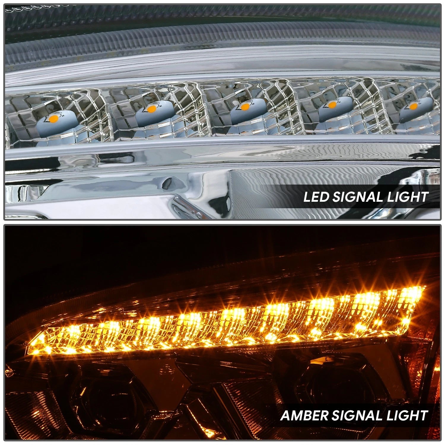 LED Sequential Chasing Projector Chrome Amber Headlights for Kenworth T660 (2008–2017)