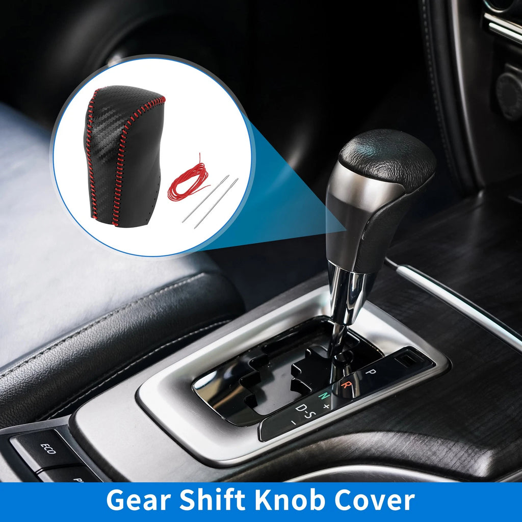 Gear Shift Knob Cover for Toyota RAV4 (2013–2016) Carbon Fiber Black Red