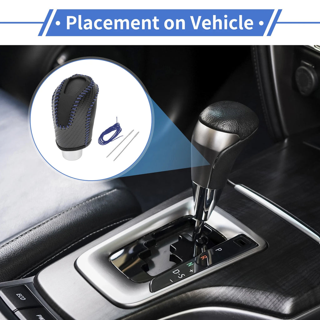 Gear Shift Knob Cover for Volkswagen Taos (2022–2023) Black Carbon Fiber Blue