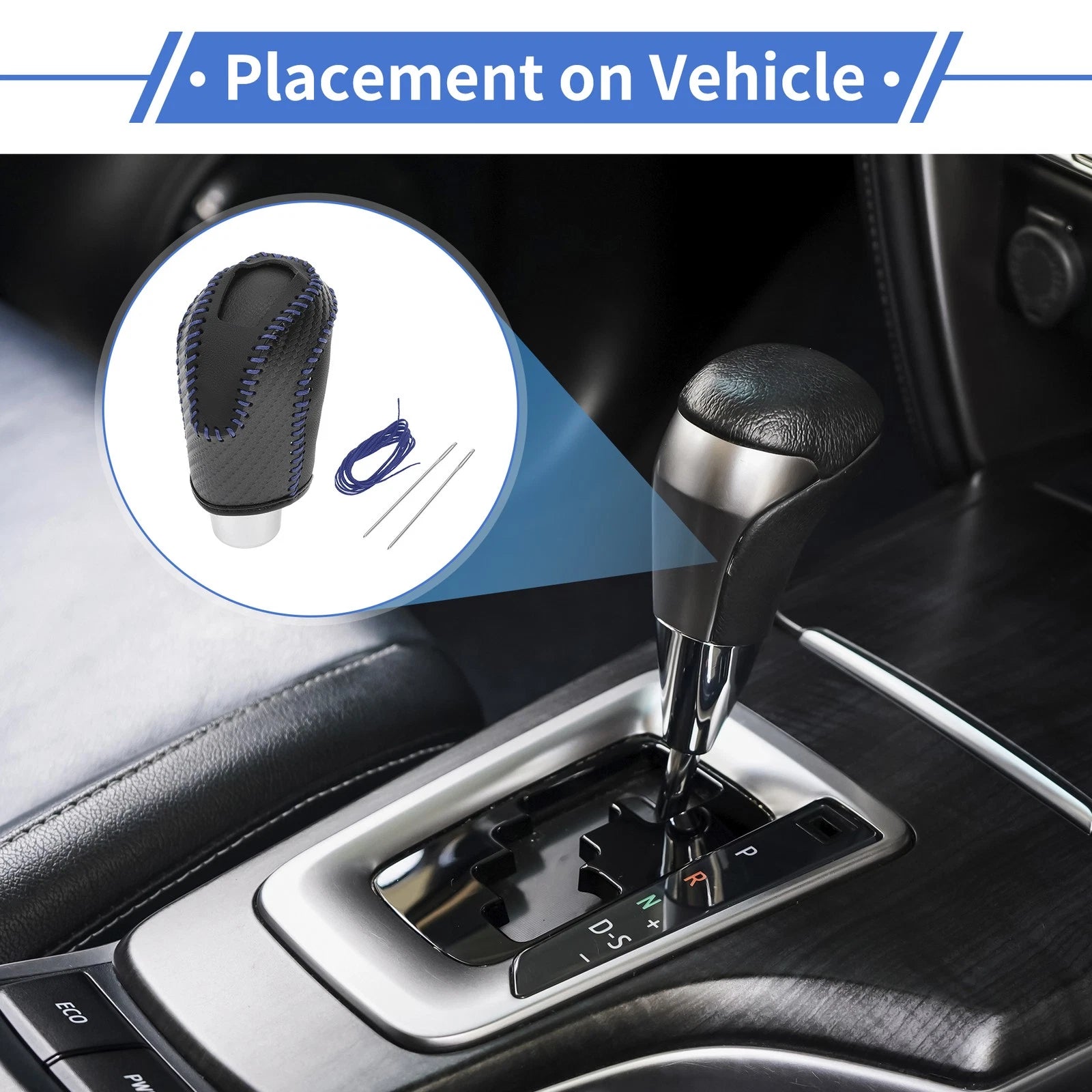 Gear Shift Knob Cover for Volkswagen Taos (2022–2023) Black Carbon Fiber Blue