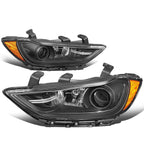 Projector Headlights for Hyundai Elantra (2017–2018) - Black Housing, Amber Corner