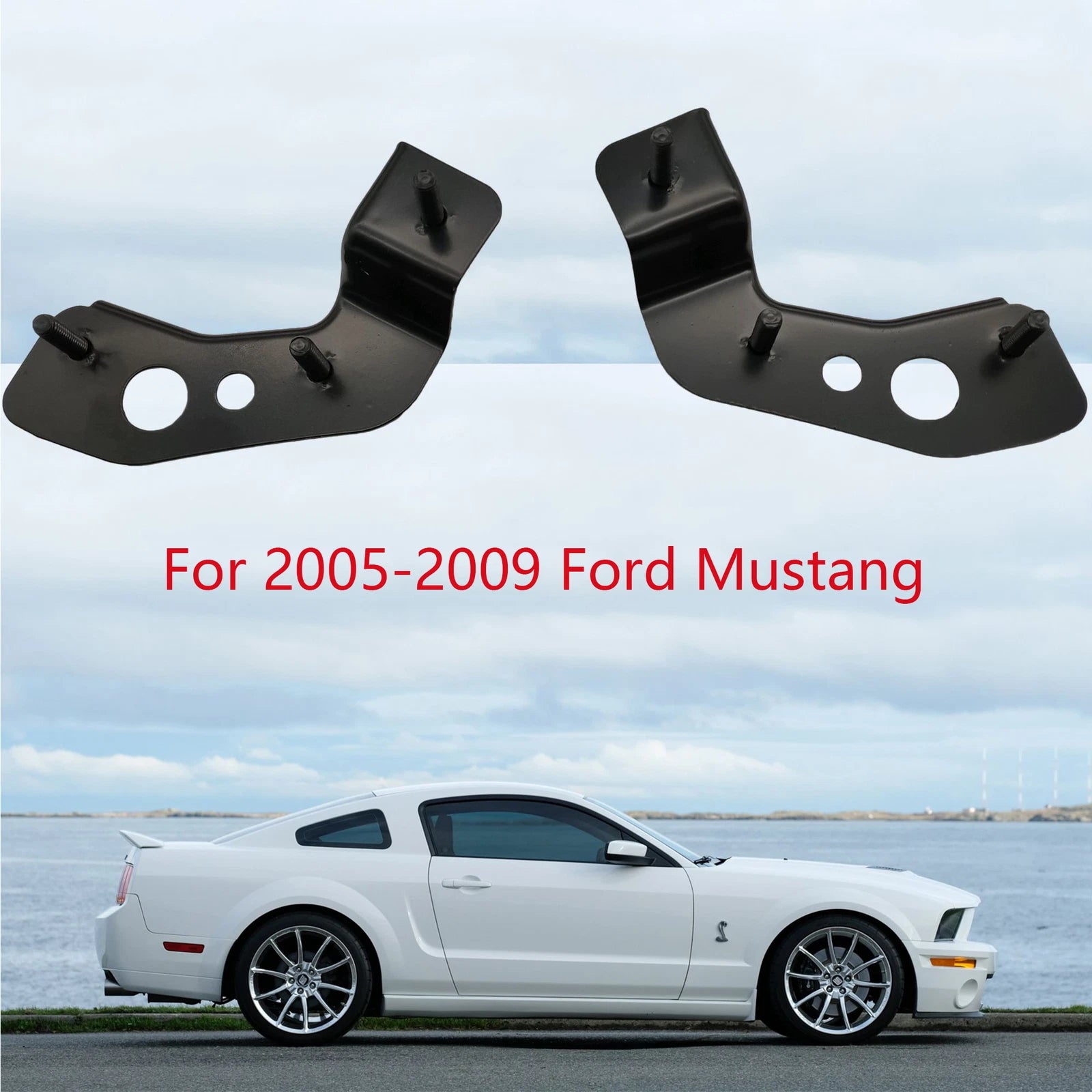 2X Front Steel Bumper Brackets for Ford Mustang V8 (2005–2014)