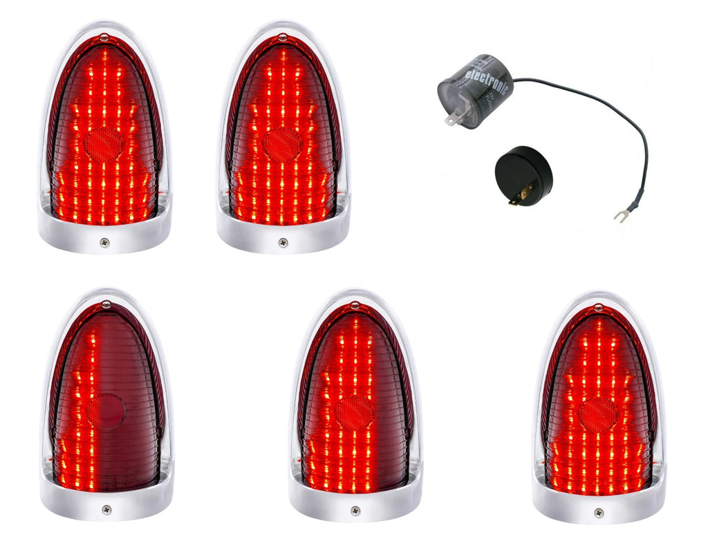 Sequential LED Tail Light Bezels and Flasher for 1955 Chevy Bel Air (1955–1955)