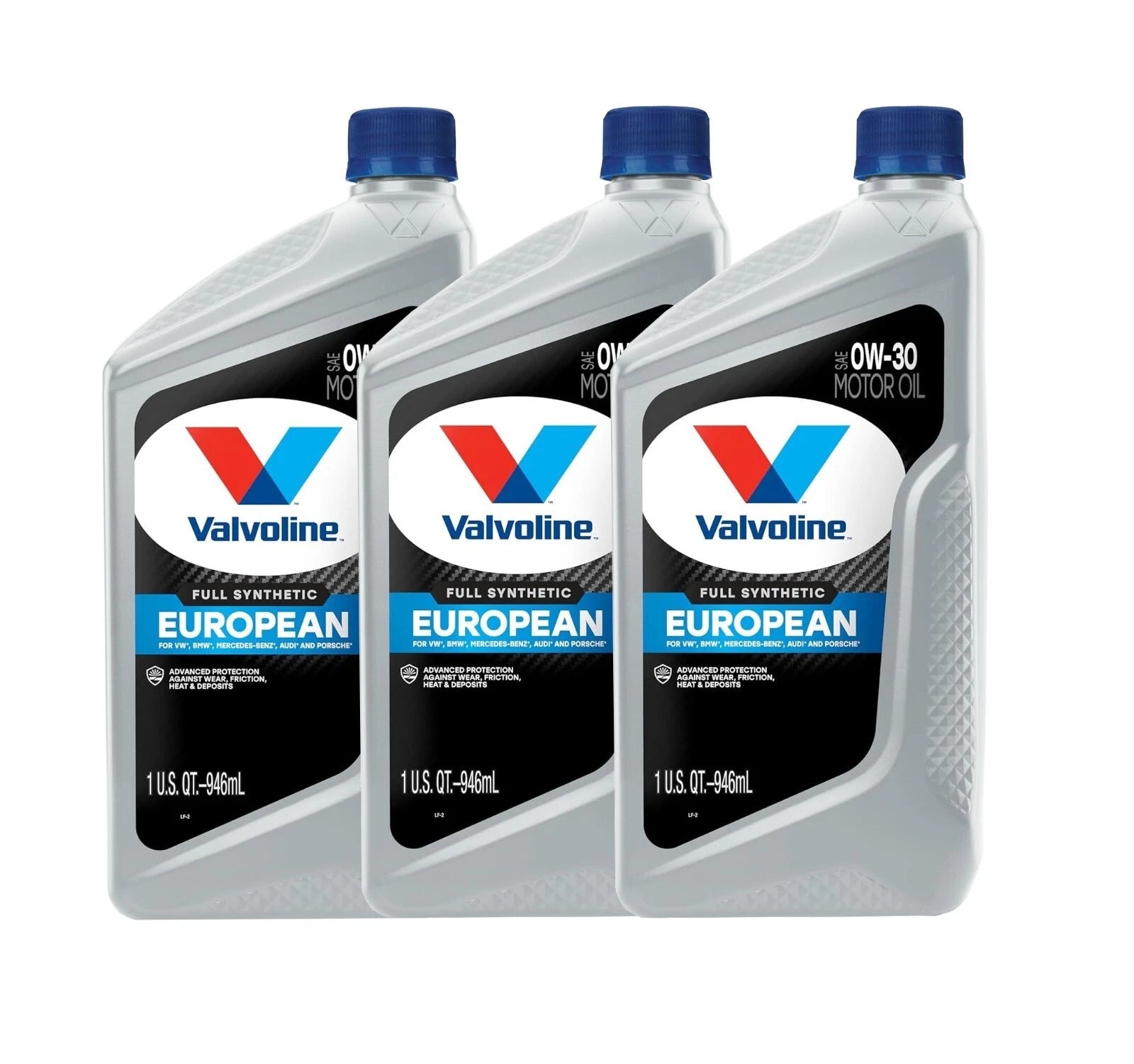 3 Quarts Full Synthetic SAE 0W-30 Motor Oil for European Vehicles (Set of 3)