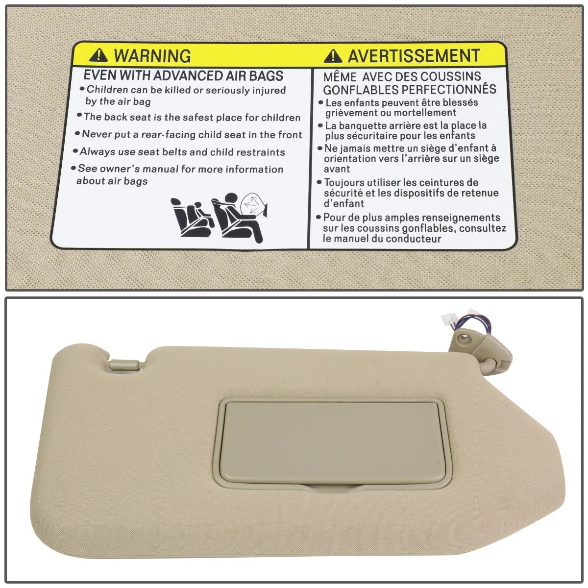 OE Style Interior Passenger Sun Visor for Pathfinder/Infiniti (2013–2019) Beige