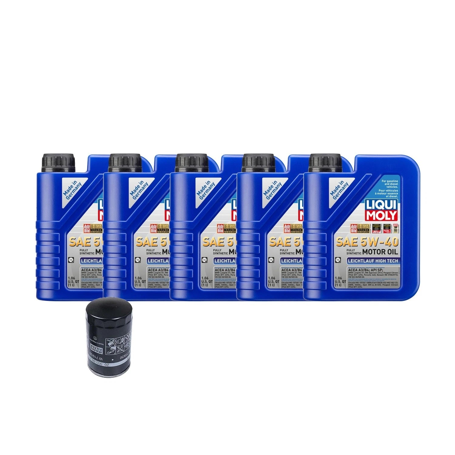 Oil Change Kit 5L Liqui Moly Leichtlauf 5W-40 for Audi 1.8/2.0L