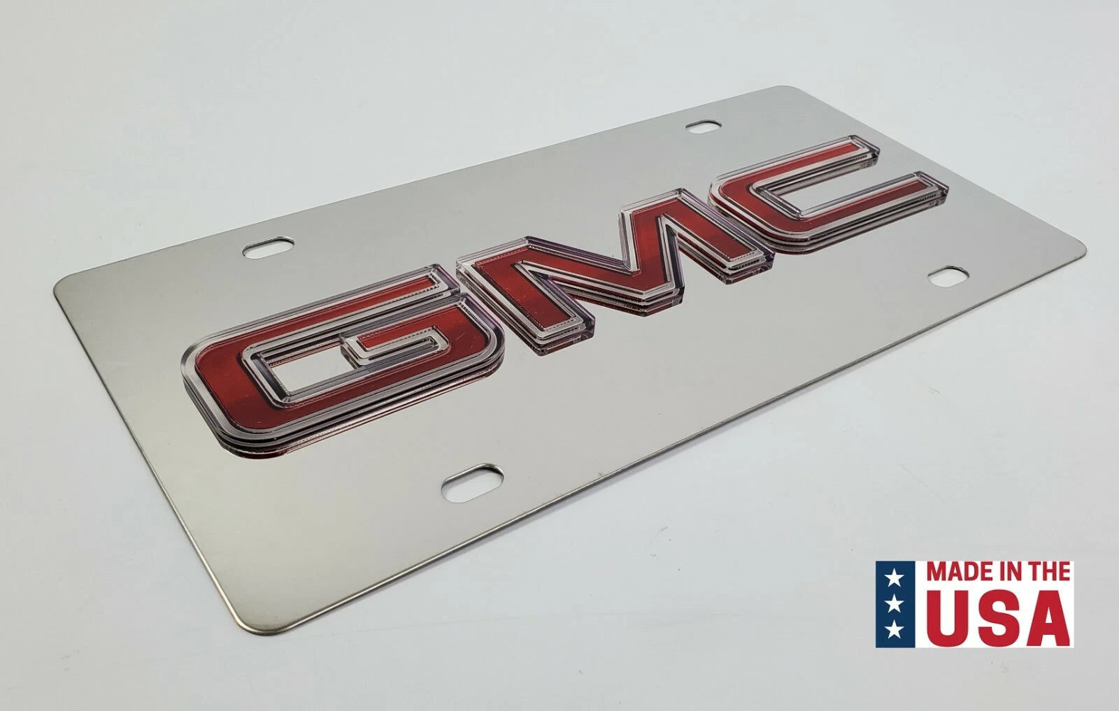Chrome GMC Emblem Metal Vanity License Plate Replacement Rear for GMC (1999–2024)
