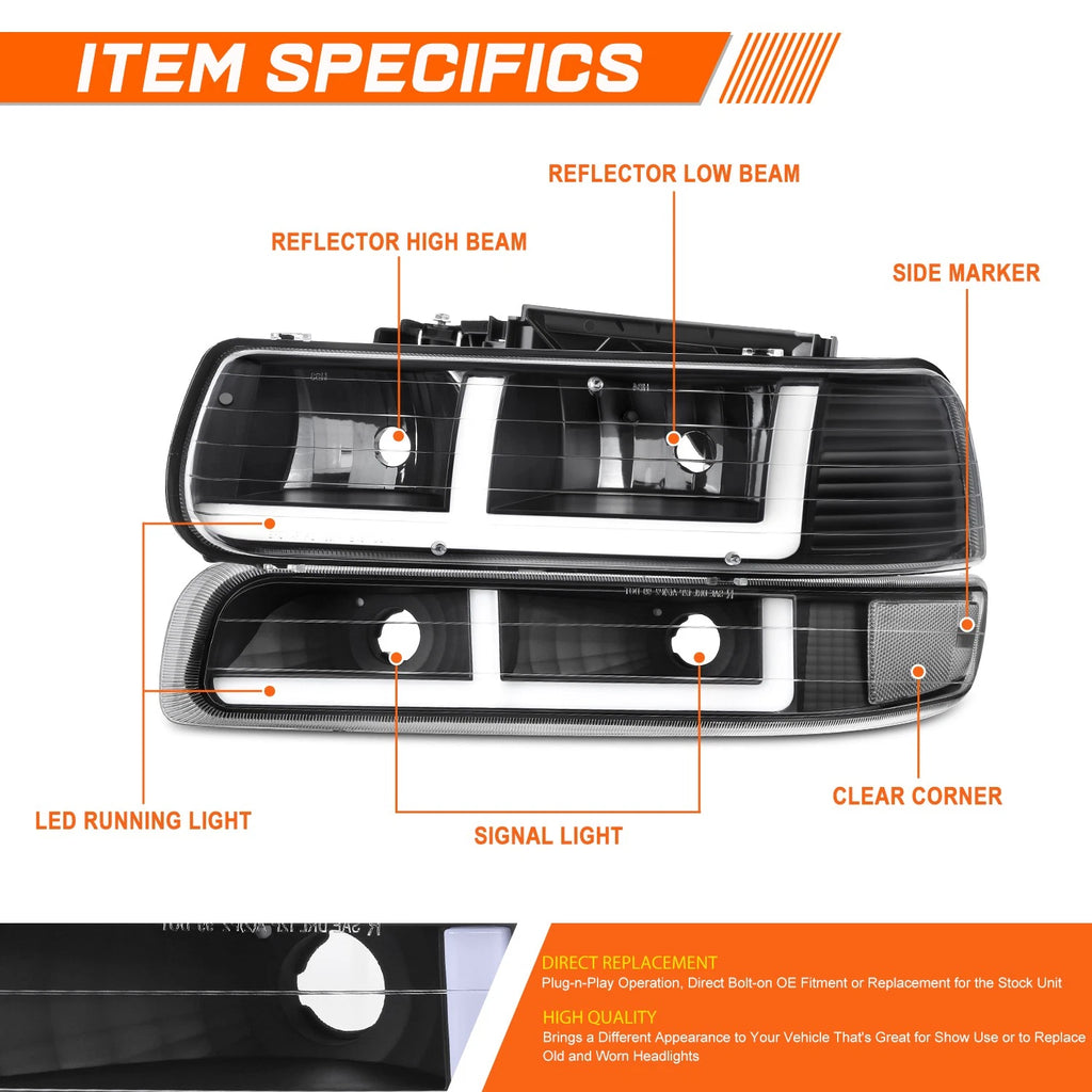 3D LED Bar Projector Headlights for Ford F-150/Mark LT (2004–2008)